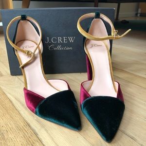 NWT J. Crew mixed velvet pumps